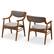 Front. Costway - PU Leather Dining Chair Set of 2 with Padded Seat & Back Armrests Rubber Wood Frame - Brown.