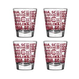 Logo Brands - South Carolina Gamecocks 4-Pack 2oz. Shot Glass Set - Multicolor