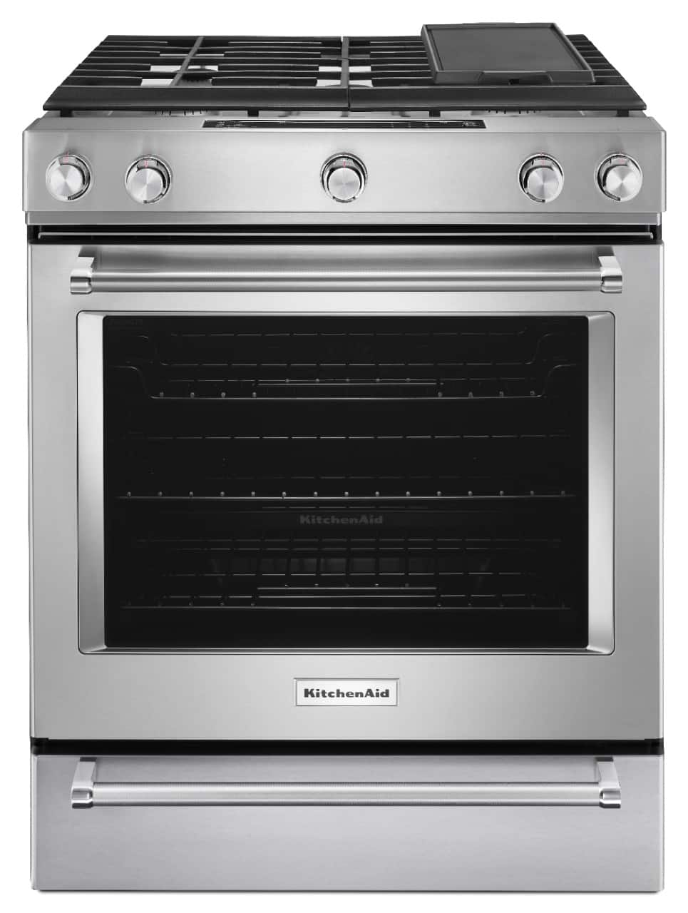 KitchenAid - 6.5 Cu. Ft. Self-Cleaning Slide-In Gas Convection Range - Stainless Steel - Front_Zoom
