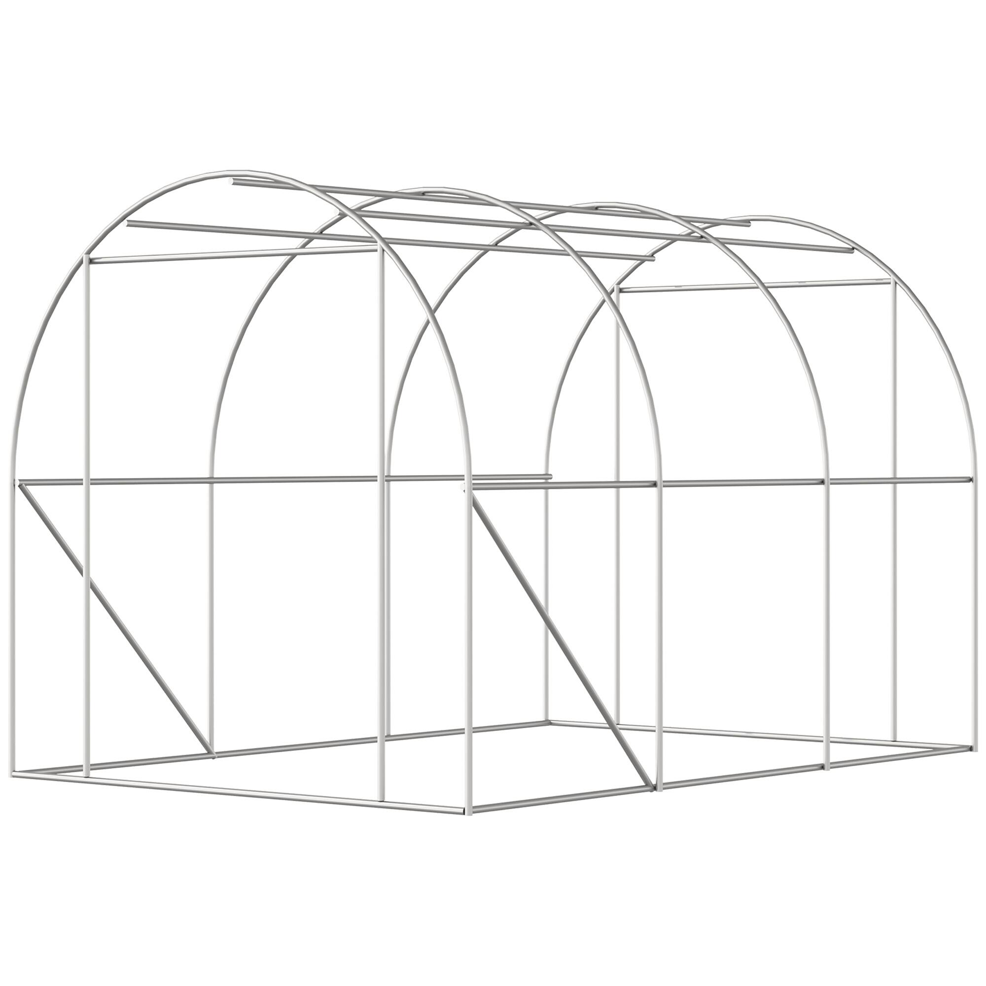 Alt View 7. Outsunny - 9.7' x 6.5' x 6.5' Walk-in Tunnel Greenhouse, Outdoor Green House with Anti-Tear PE Cover - White.