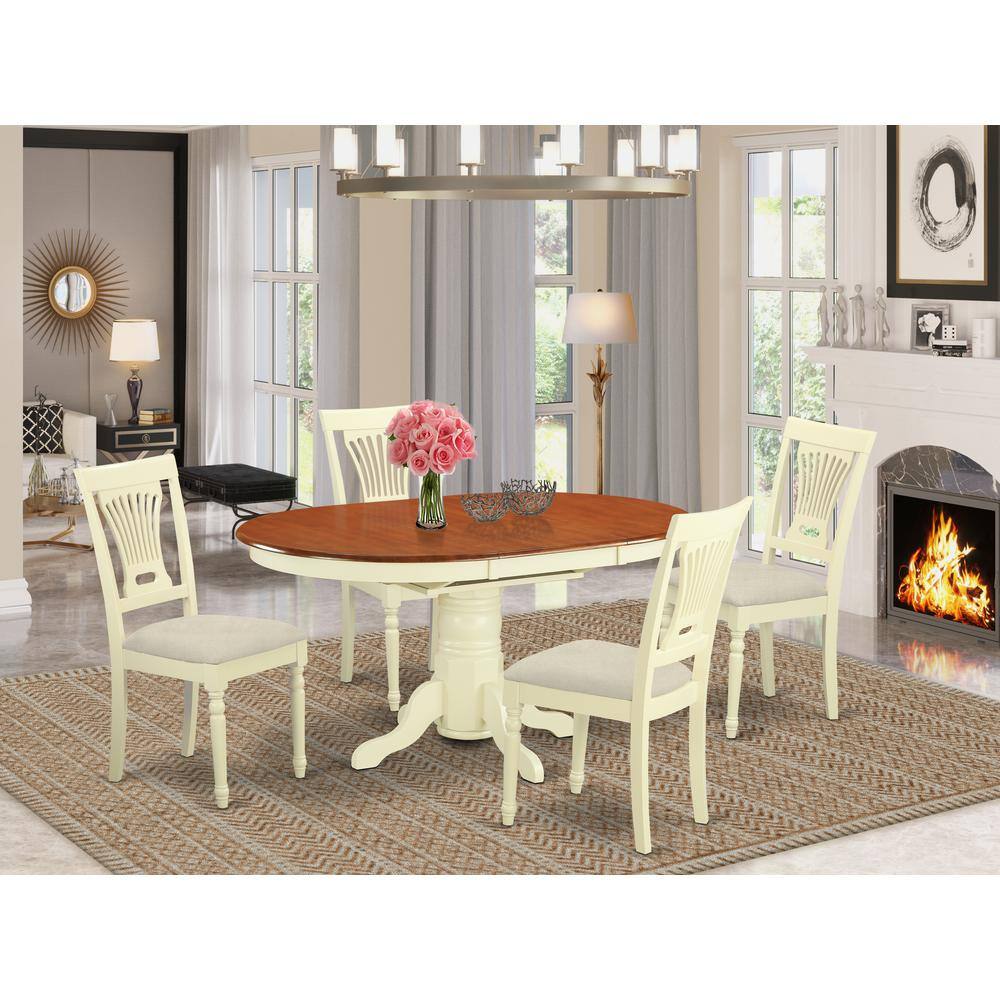 Left. East West Furniture - AVPL5-WHI-C 5 Pc dinette set - Dinette Table and 4 dinette Chairs - Buttermilk & Cherry.