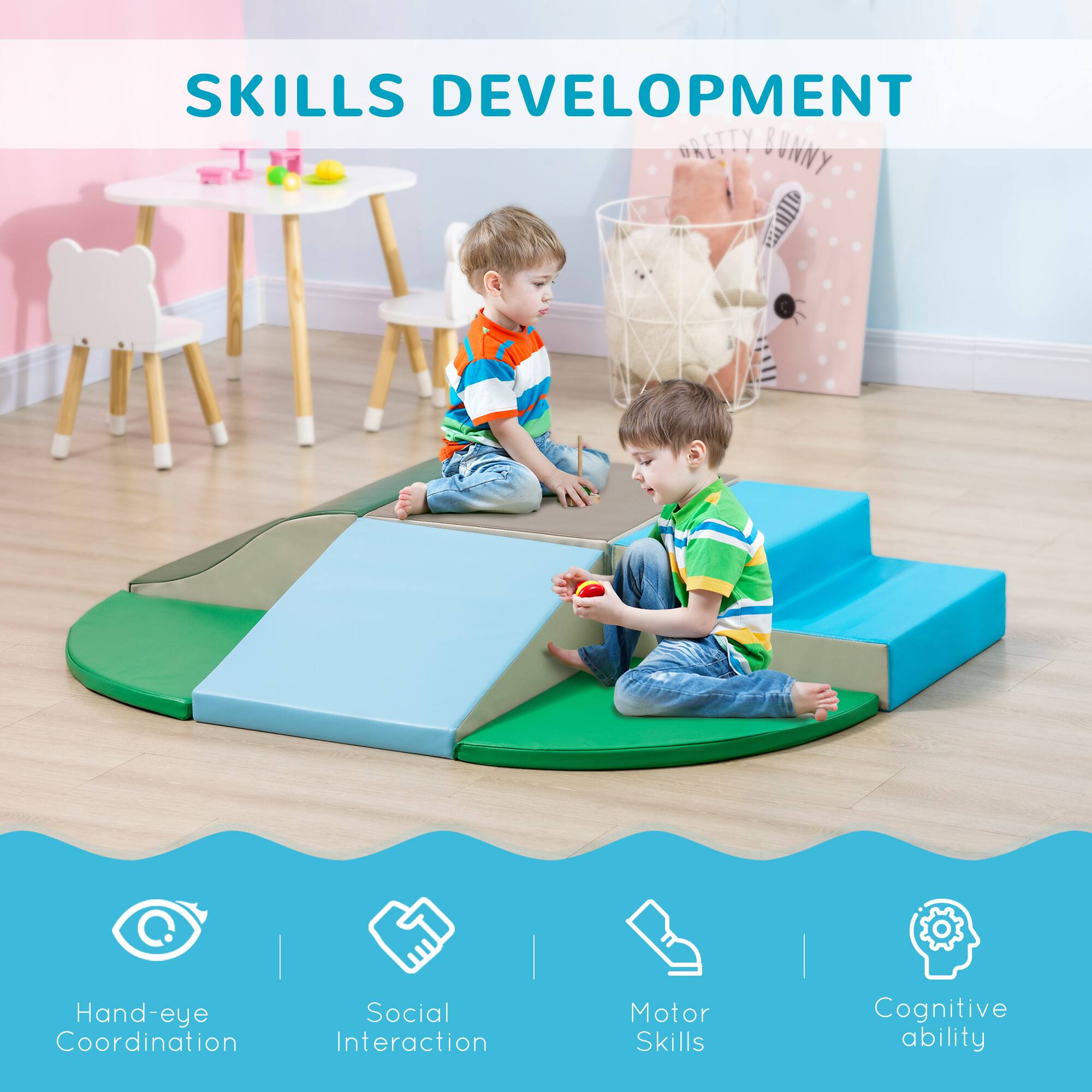 SKILLS DEVELOPMENT

PRETTY BUNNY

- Hand-eye Coordination
- Social Interaction
- Motor Skills
- Cognitive ability