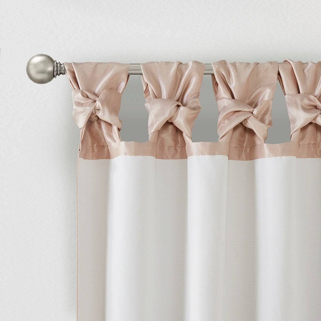 Alt View 1. BreeBe - Twist Tab Lined Window Curtain Panel Blush 50x108' - Blush.