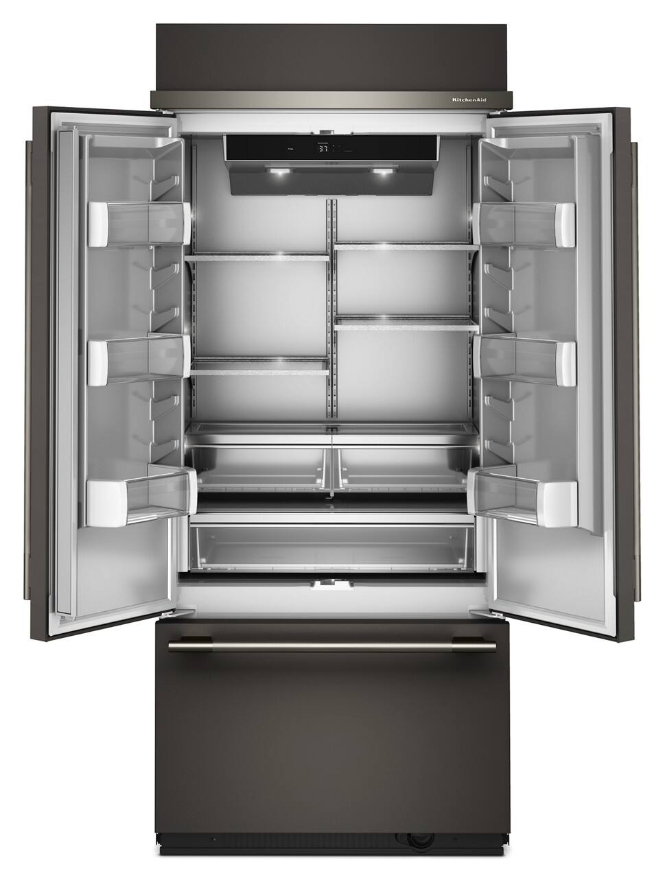 Alt View 2. KitchenAid - 20.8 Cu. Ft. Built-In French Door Bottom Mount Refrigerator - Black Ore.