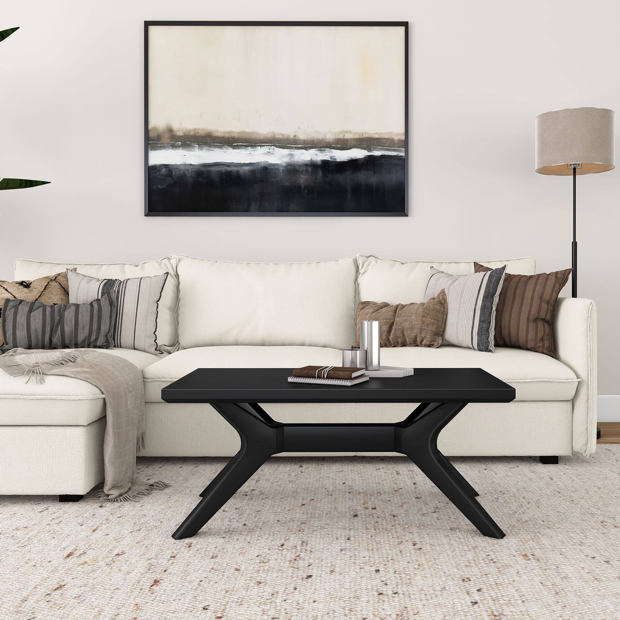 Alt View 1. Plank+Beam - Verso Rectangular Coffee Table (40in x 20in / 1020mm x 510mm), Black - Black.