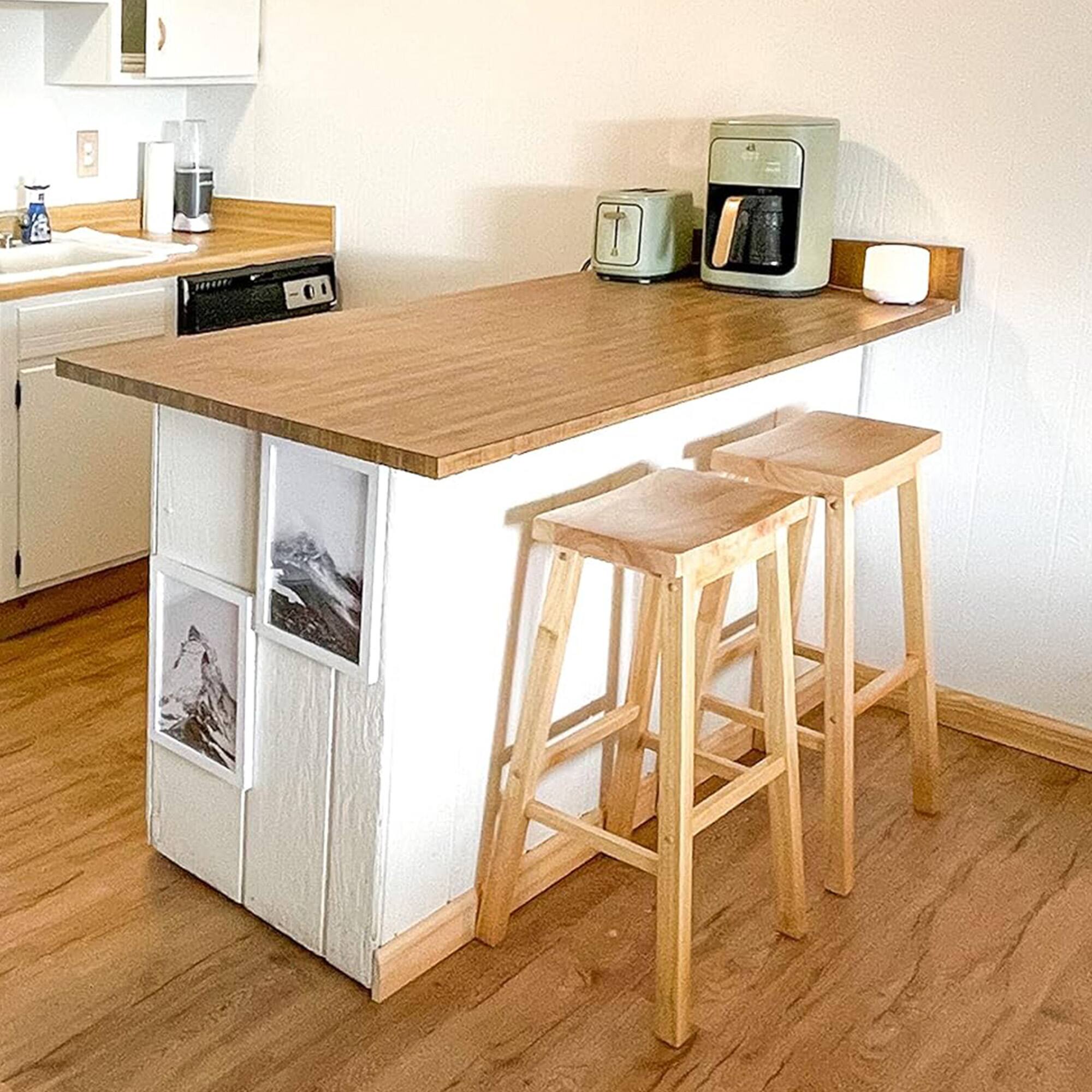 Alt View 1. PJ Wood - PJ Wood Classic Saddle-Seat 24 Inch Kitchen, Table, & Bar Counter Stool, Natural - Natural.