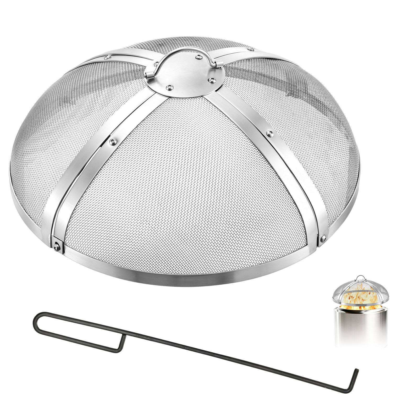 Front. VEVOR - Fire Pit Spark Screen, 19 inch Round, Stainless Steel Mesh Cover Lid, for Outdoor, Patio, Backyard, Camping, Party - Silver.