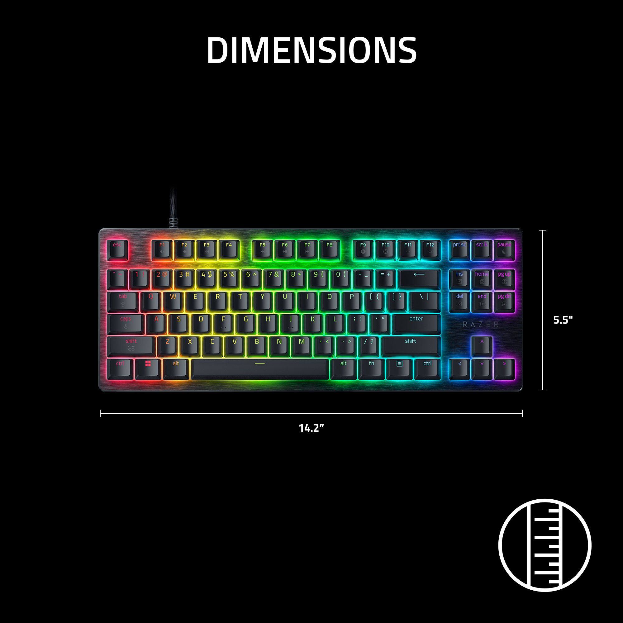 DIMENSIONS

F14 15 1 1 E O 1 F prt SCT 2 pau 1 2 3 4 S 5 % 5 a ? 4 H . 9 I 0 I . . 1 in hor PEU - 1 1 W E R 1 Y 1 - O 3 I 1 - E 1 de 1 - Ed Lap A S 0 F C H4 I : - I enter RAZER 5.5" thit 2 X C V B N M 4 E / ? shit ctt at tn 11 4 . 14.2"