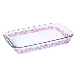 Gibson - Spice By Tia Mowry 2.3 Quart Spicy Cloves Glass Rectangular Baker - Clear and Pink
