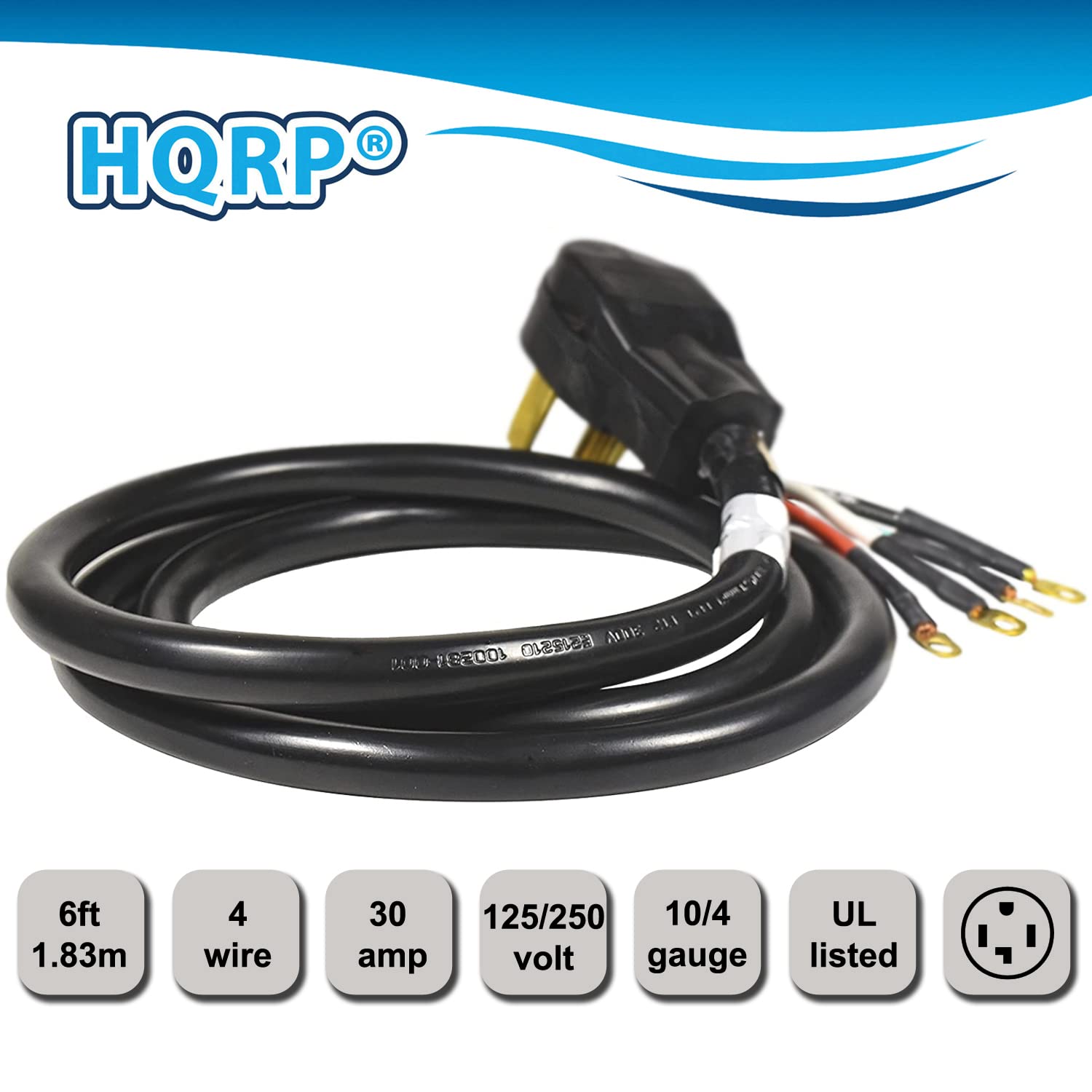 HQRP JAA P A 1200  
6ft 1.83m  
4 wire  
30 amp  
125/250 volt  
10/4 gauge  
UL listed