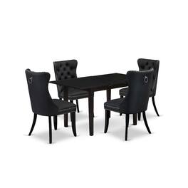 East West Furniture - 5 Piece Dining Table Set Consists of a Rectangle Wooden Table - Black