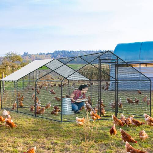 Alt View 9. Winado - 10x20x6.6FT Large Metal Poultry Cage for Chicken Run, Walk-in Chicken Pen with Waterproof Cover for Garden Outdoor Yard - Black.