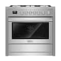 Empava - 36 in. Slide-In Gas Range, 4.3 cu ft Convection Oven, 5 Sealed Burners, Convertible to Propane - Stainless Steel