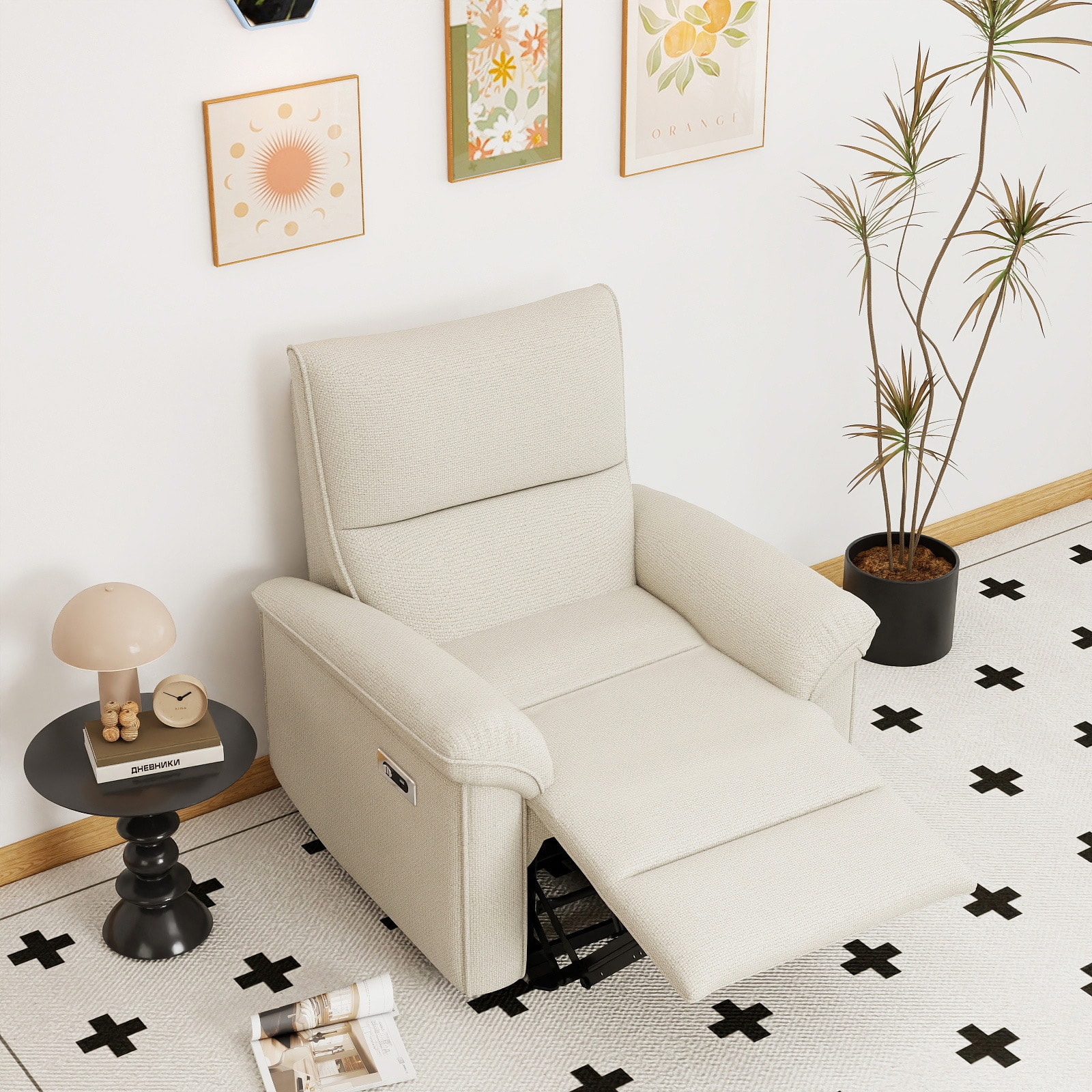 TinyHomie - Wall Hugger Recliner Zero Wall Power Recliner Chair Electric Recliner for Living Room Fabric Reclining Armchair - Gray