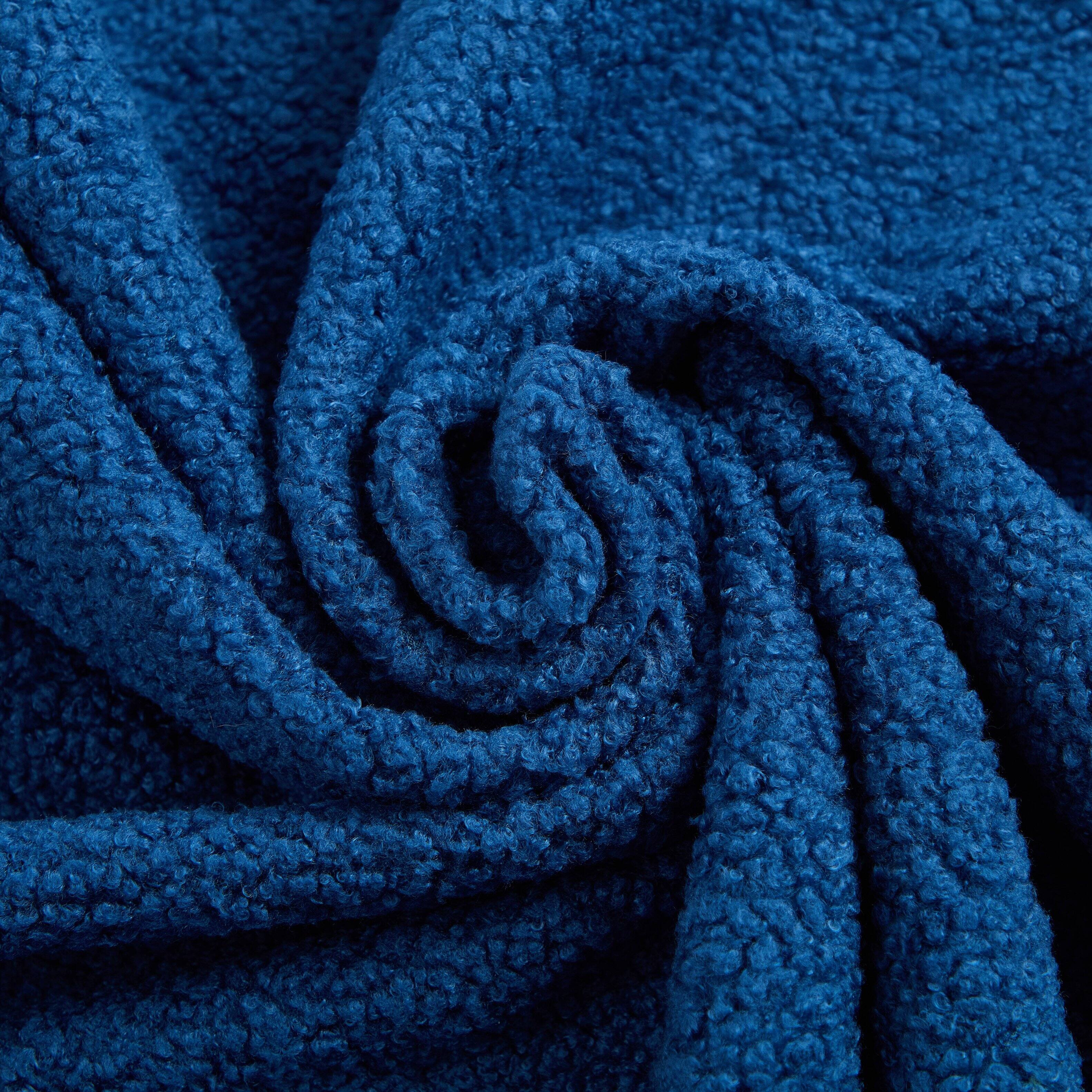 Alt View 2. Anysun - Modern Floor Sofa with 2 Pillows - Convertible Teddy Fabric Sleeper Bed, 15" Full Size Mattress, No Assembly Required - Blue.