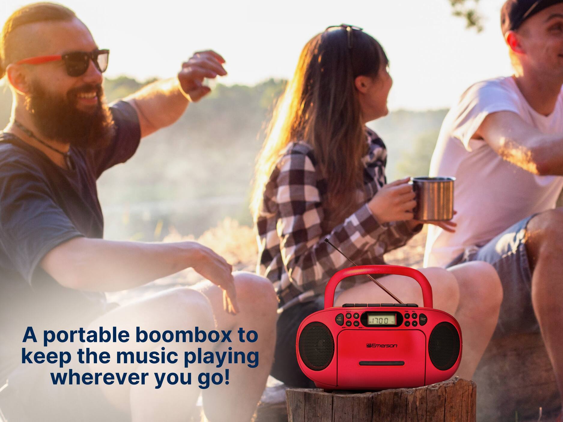 A portable boombox to keep the music playing wherever you go! 1100 - dEmerson .