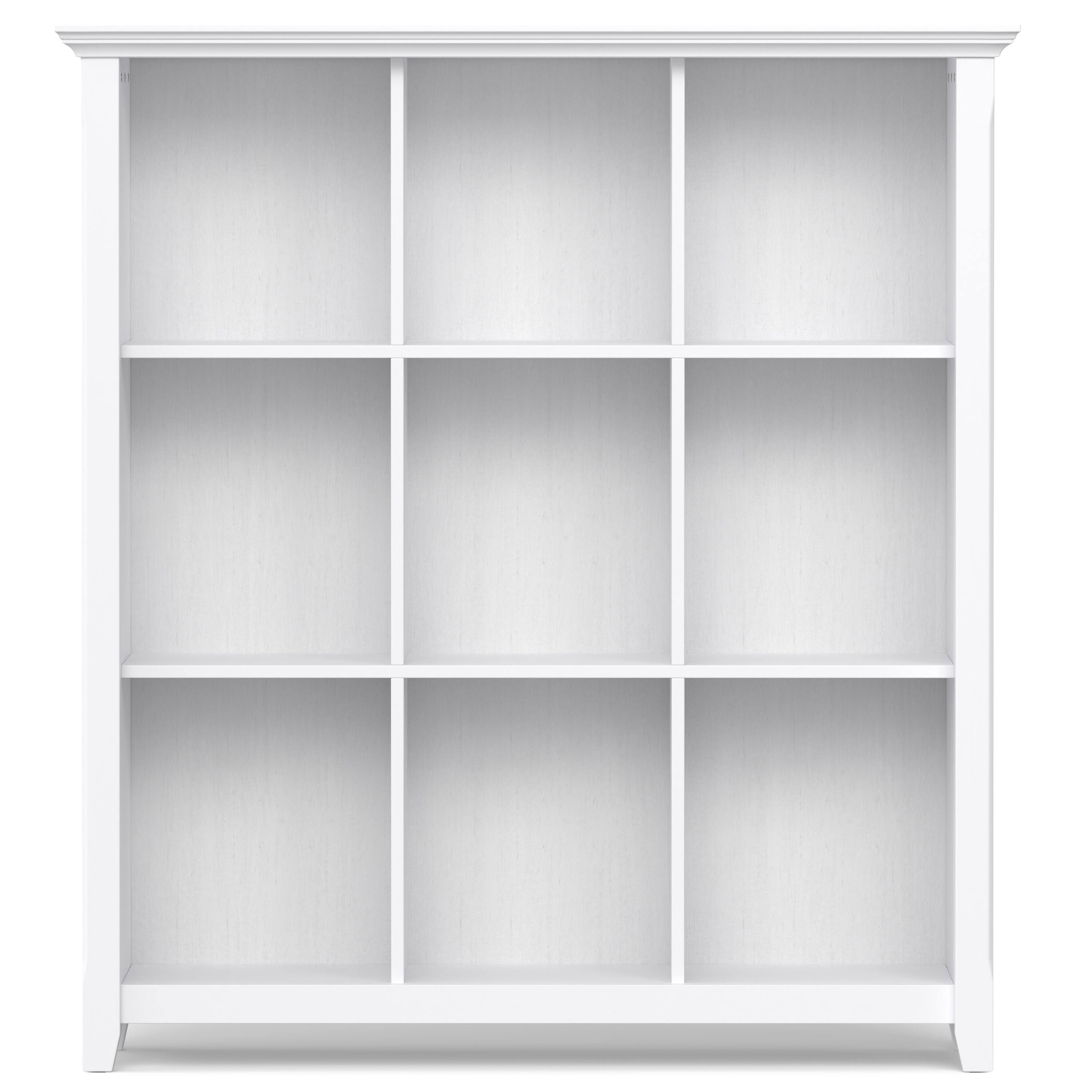 Left. Simpli Home - Acadian 48 inch Tall Solid Wood 9 Cube Bookcase and Storage Unit in White - White.