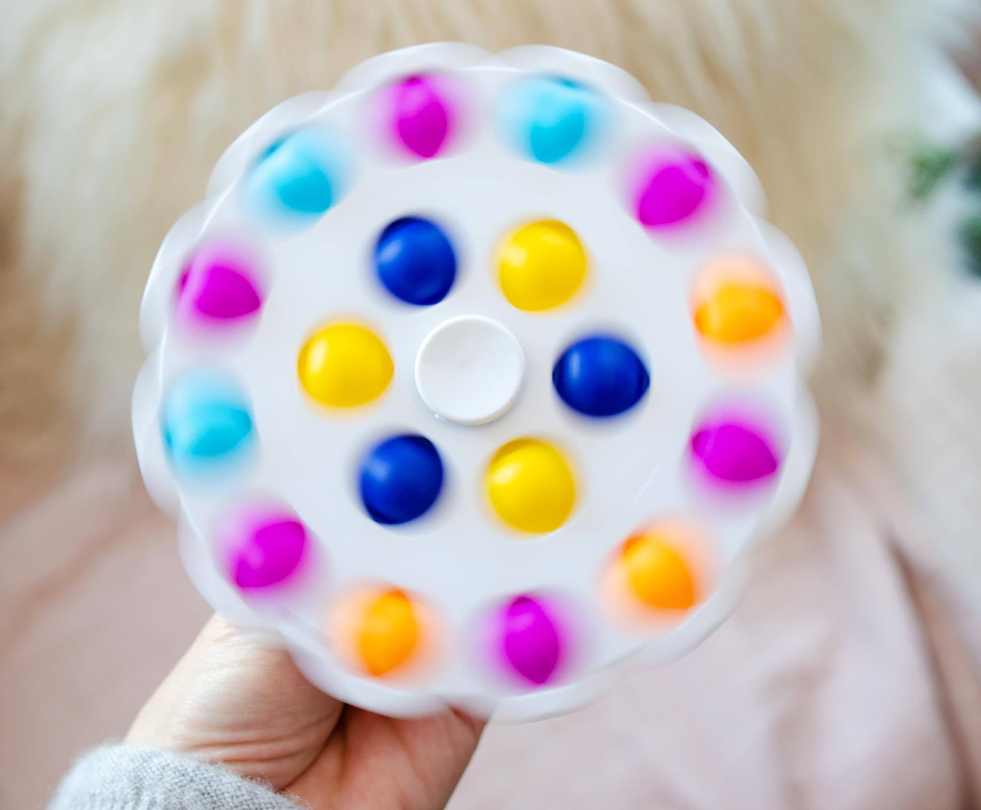 Alt View 2. Toynk - Pop Fidget Toy Spinner White 18-Button Bubble Popping Game - White.