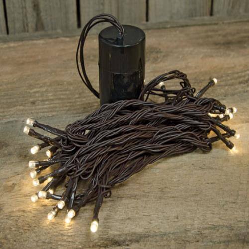Front. BreeBe - LED Battery Timer Lights Brown Cord 35 Ct. - Brown.
