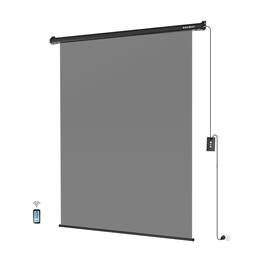 RAUBAY - 5′ x 7.2′ Motorized Pull Down Grey Screen Collapsible Wall-Mount Background