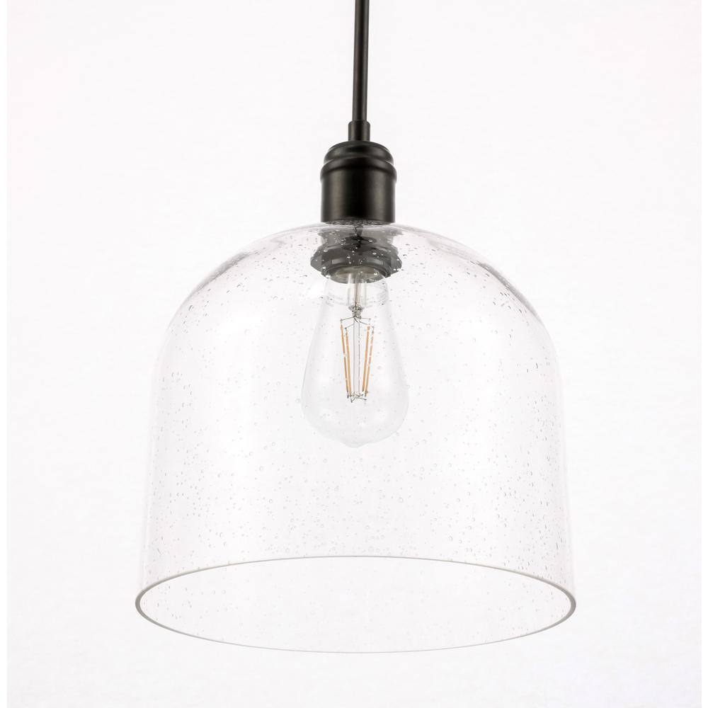 Alt View 8. Living District - Gabe 1 light Black and Clear seeded glass pendant - Black And Clear Seeded Glass.
