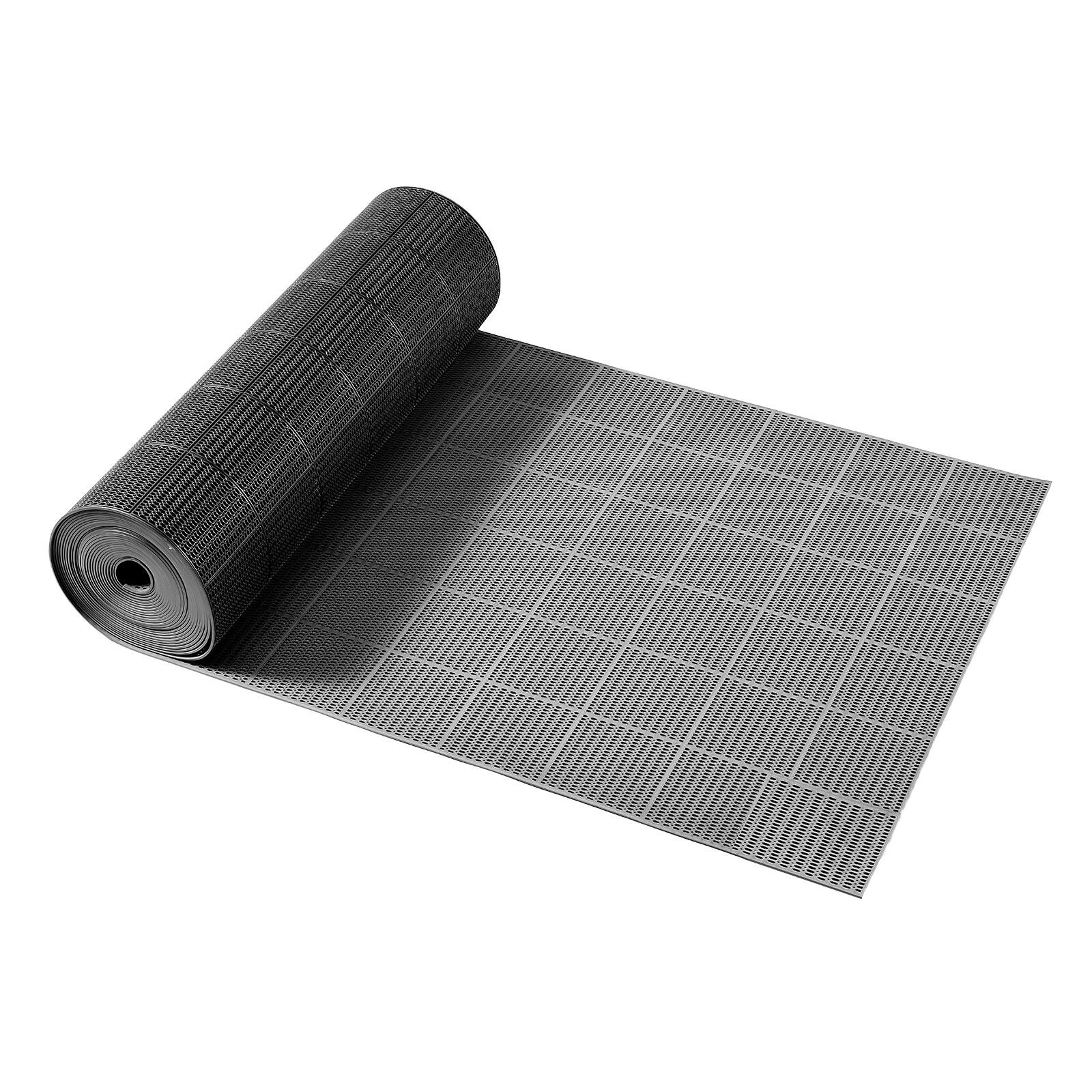 Alt View 5. VEVOR - Drainage Mat, 3 x 50 ft, PVC Non Slip Commercial Floor Mat, Wet Area Water Drain Splash Matting Hollow Doormat Roll - Black.