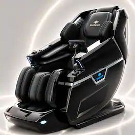 KoziSense - KZ-L66 Dual 4D+3D Luxury Massage Chair,Deep Zero Gravity,Thai Stretch,Auto Extend Legrest,Heat,FREE White Glove Delivery - Black