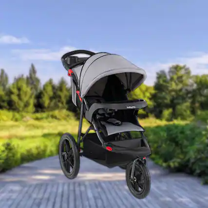 Front. Hivvago - Compact Jogging Stroller with Removable Tray and Pneumatic Rubber Tires - Gray.