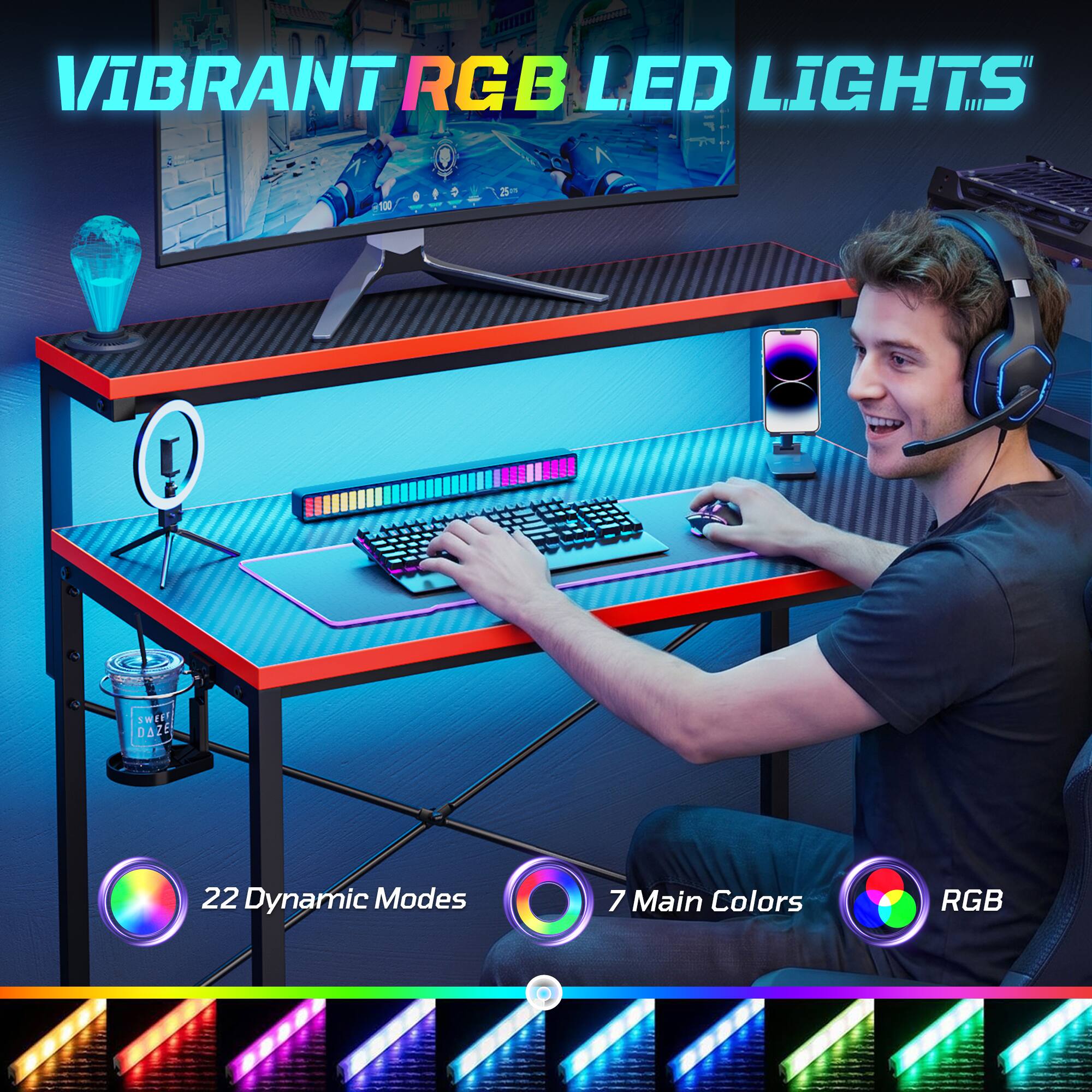 VIBRANT RGB LED LIGHTS

22 Dynamic Modes

7 Main Colors

RGB