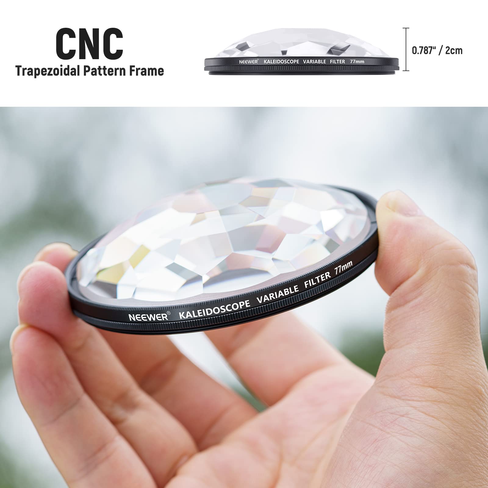 CNC Trapezoidal Pattern Frame

NEEWER KALEIDOSCOPE VARIABLE FILTER 77mm 0.787" / 2cm

NEEWER KALEIDOSCOPE VARIABLE FILTER 77mm