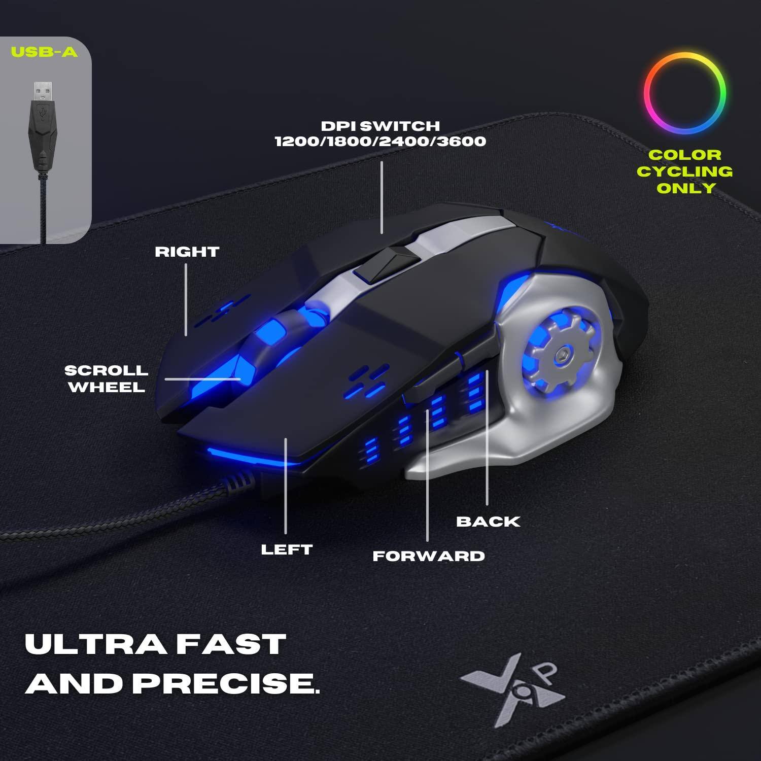 USB-A  
DPI SWITCH 1200/1800/2400/3600  
COLOR CYCLING ONLY  
RIGHT  
SCROLL WHEEL  
LEFT  
BACK  
FORWARD  
ULTRA FAST AND PRECISE.