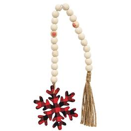 BreeBe - *Red & Black Buffalo Check Snowflake Beaded Tassel - Red, Black, White