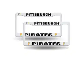 Rico Industries - Pittsburgh Pirates Baseball Raised Letter White Plastic License Plate Frame - Set of 2 Frames - Multi