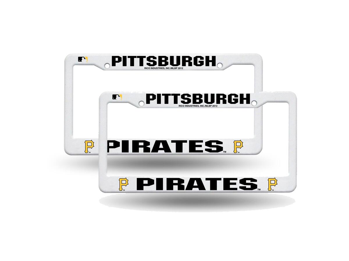 Pittsburgh Pirates Baseball Raised Letter White Plastic License Plate Frame - Set of 2 Frames