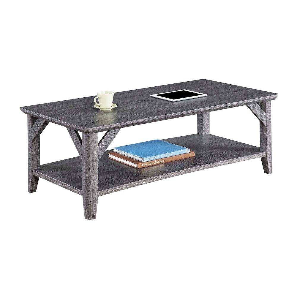 Angle. Convenience Concepts - Winston Coffee Table with Shelf - Weathered Gray.