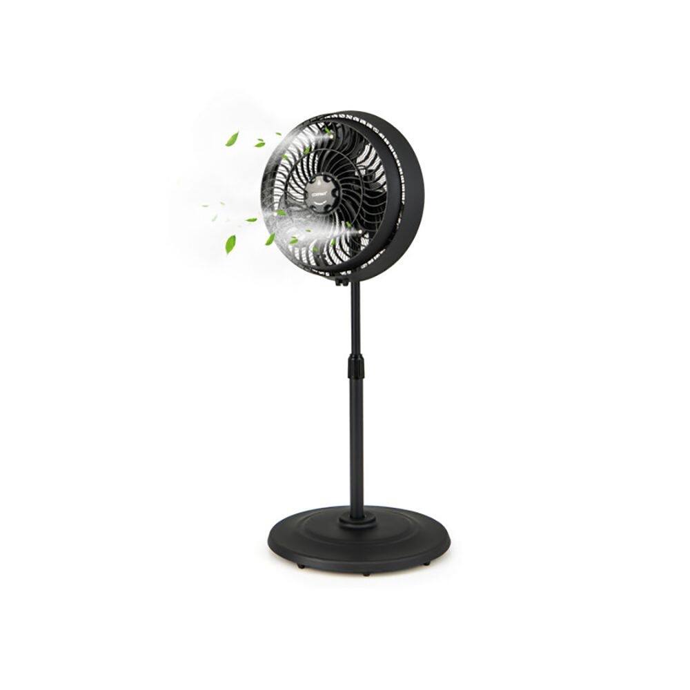 Left. Loheer - Loheer 16 Inch Outdoor Misting Fan Oscillating Pedestal Fan with 3 Speeds Adjustable Height and GFCI Plug Black.