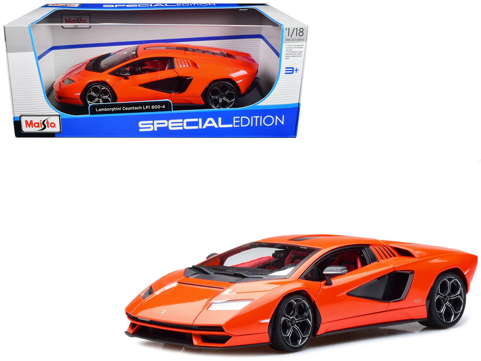 "Lamborghini Countach LPI 800-4 Orange with Red Interior ""Special Edition"" 1/18 Diecast Model Car by Maisto" price history on PriceWatchPro