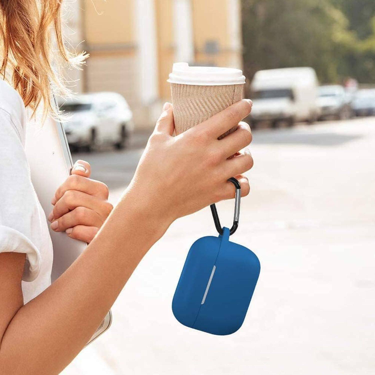 Back. Home Collection - Midnight Blue Shockproof Silicone Protective Case with Keychain for Apple AirPods Pro 3 - Midnight Blue.