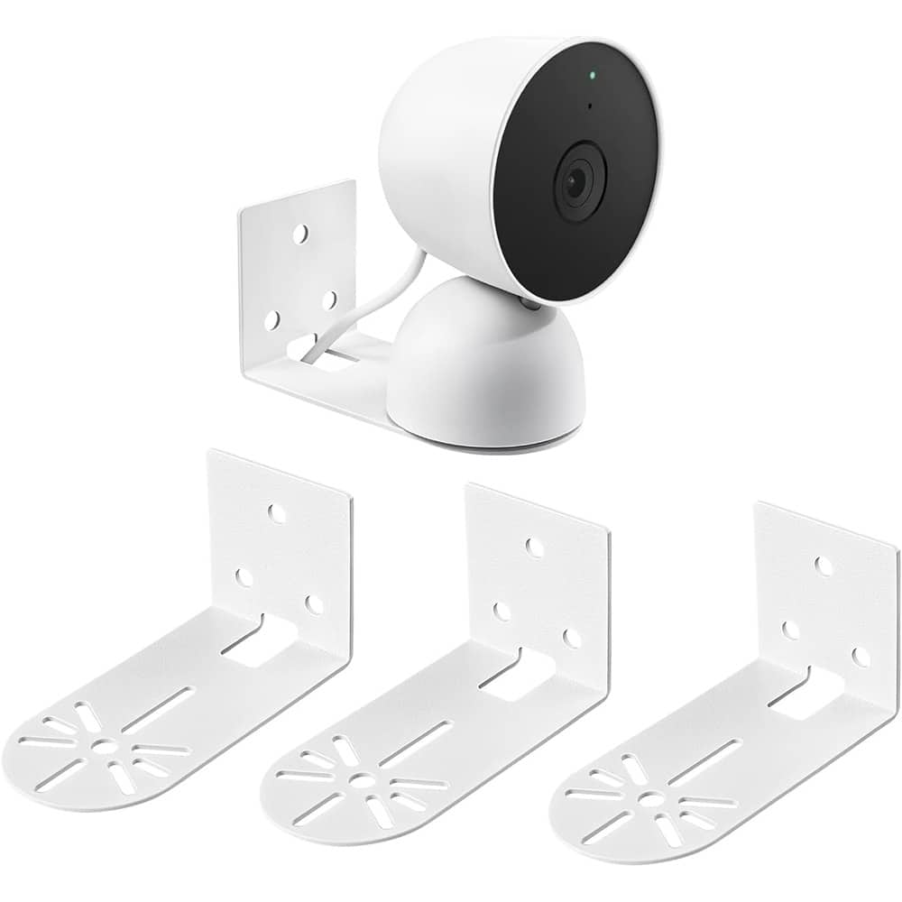 RTMB - 3-Pack Adhesive Metal Nest Camera Mount for Google Indoor Nest Cam (2nd Gen), Adjustable Bracket (White) - white: 3 Pcs