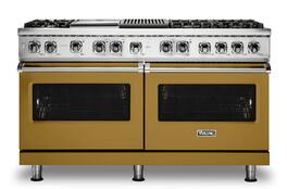 Viking - 5-Series Dual Fuel Self-Clean 60"W Sealed Burner Range - Golden Hour