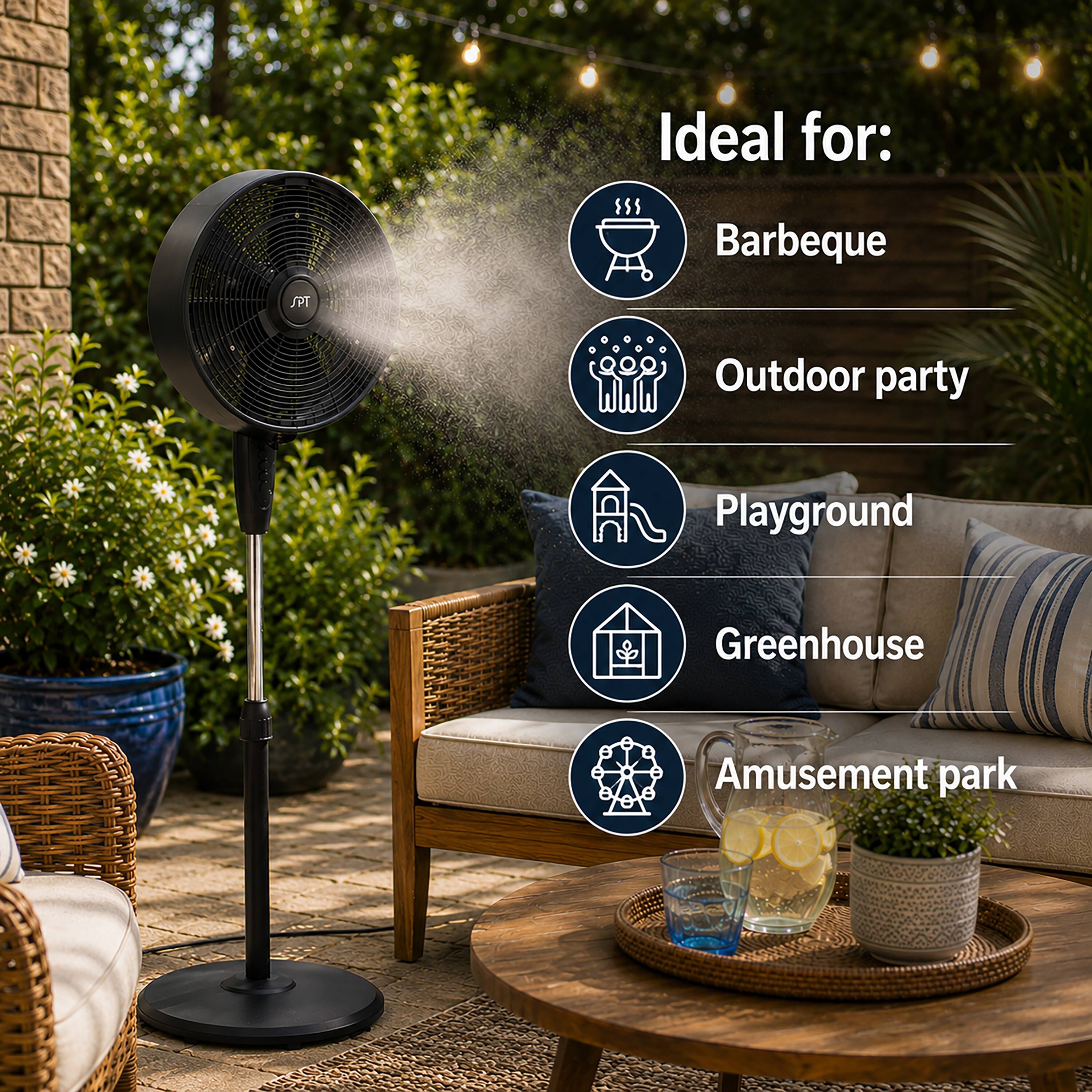 Ideal for: Barbeque, Outdoor party, Playground, Greenhouse, Amusement park
