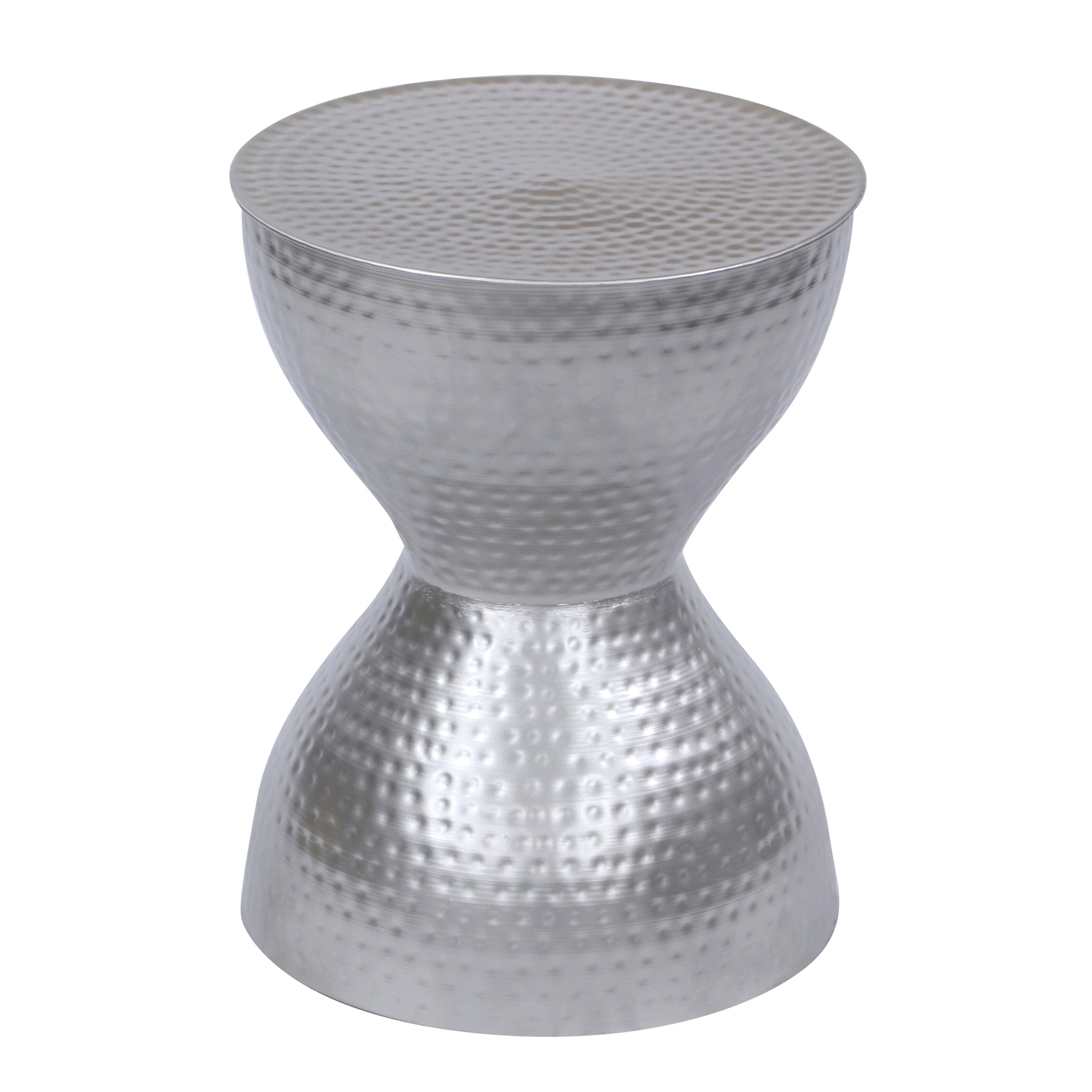 Manhattan Lane - Industrial Style Hammered Texture Iron Stool with Hourglass Shaped Body - Silver price history on PriceWatchPro