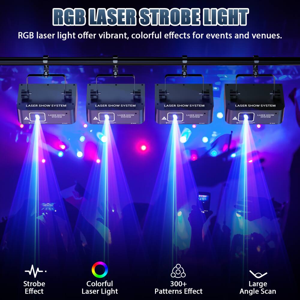 RGB LASER STROBE LIGHT

RGB laser light offer vibrant, colorful effects for events and venues.

LASER SHOW SYSTEM LASER SHOW SYSTEM LASER SHOW SYSTEM LASER SHOW SYSTEM

Strobe Effect Colorful Laser Light 300+ Patterns Effect Large Angle Scan