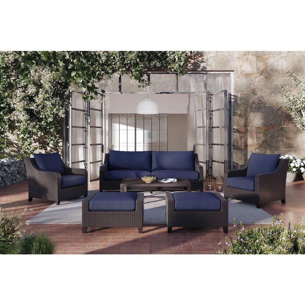 Alt View 3. New Classic Furniture - Skye Set Of 2 Ottomans-Blue - Brown.