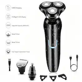 Dazzed Corner - Waterproof Electric Razor for Men, Wet Dry Rotary Shaver - Black