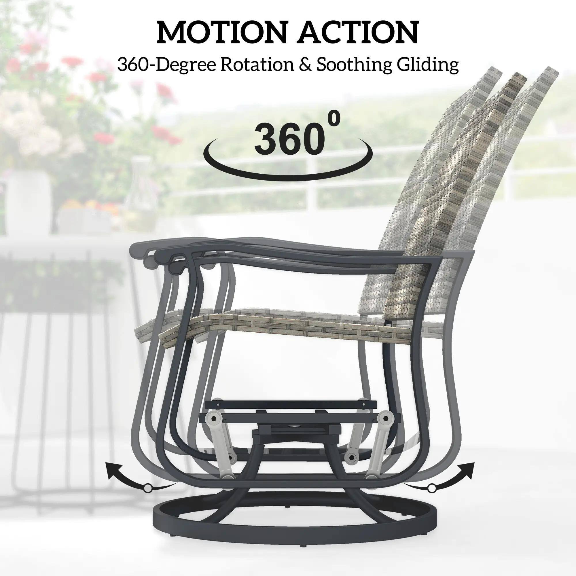 MOTION ACTION  
360-Degree Rotation & Soothing Gliding  
360°