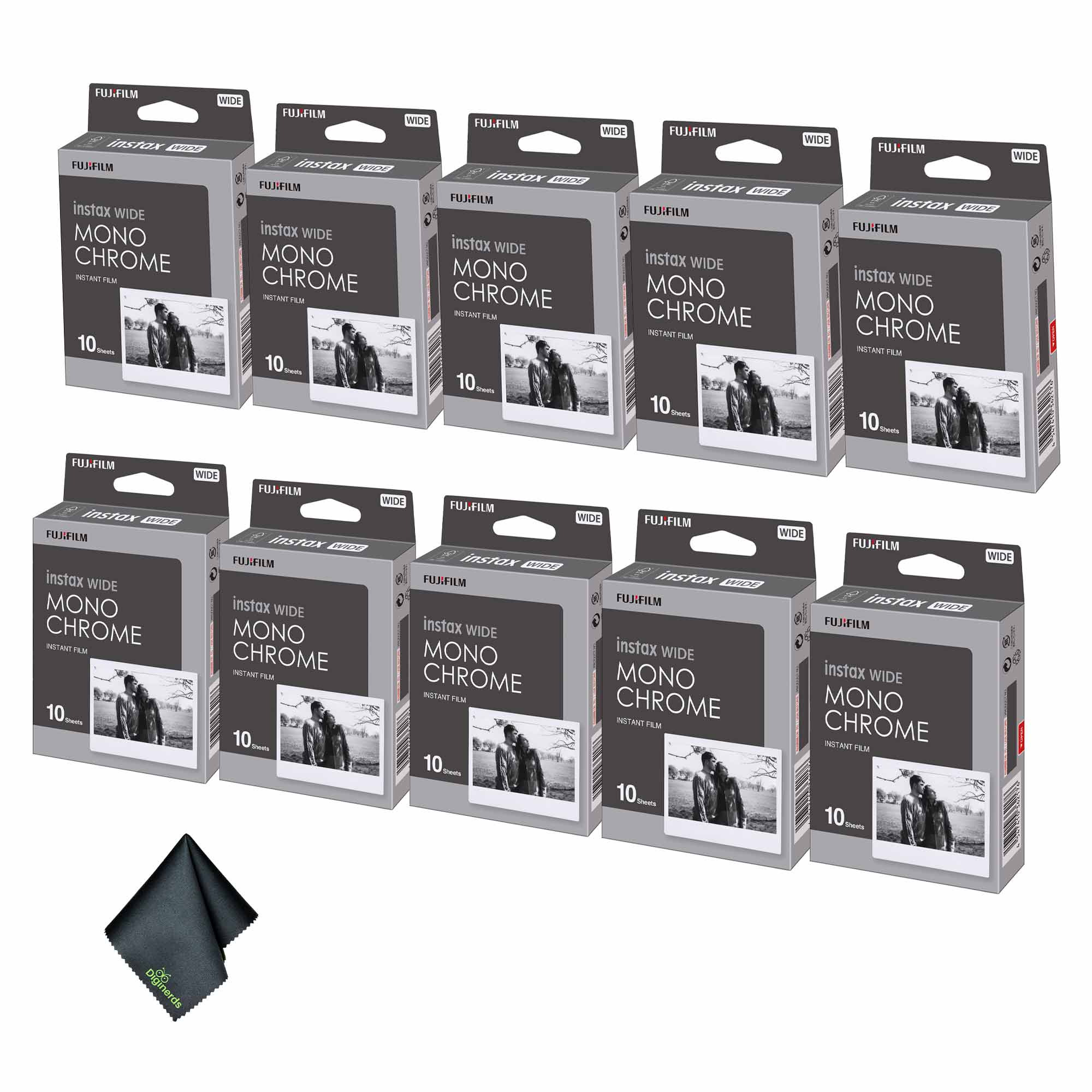 Fujifilm - 10xFUJIFILM INSTAX Wide Monochrome Instant Film (10 Exposures), Microfiber Cleaning Cloth, Bundle price history on PriceWatchPro