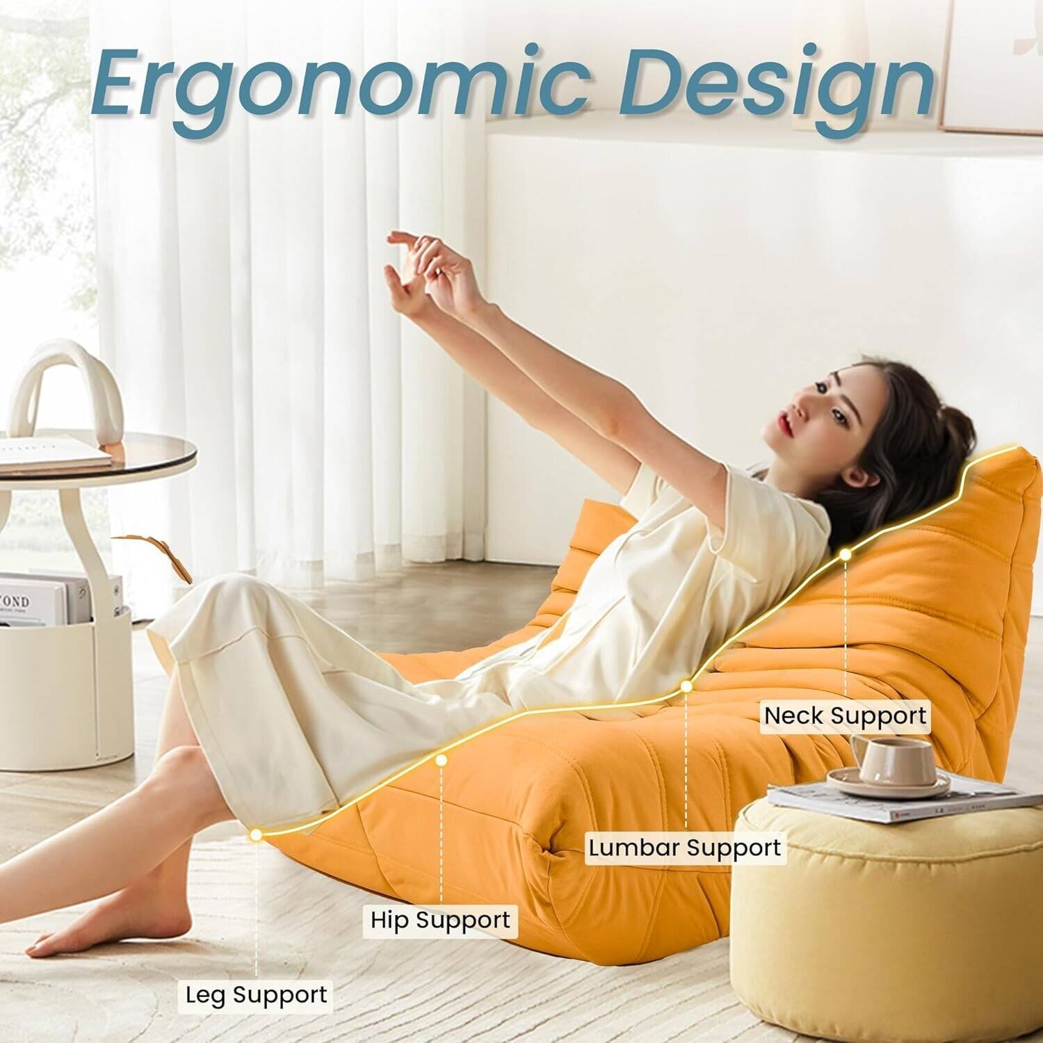 Ergonomic Design

- Neck Support
- Lumbar Support
- Hip Support
- Leg Support