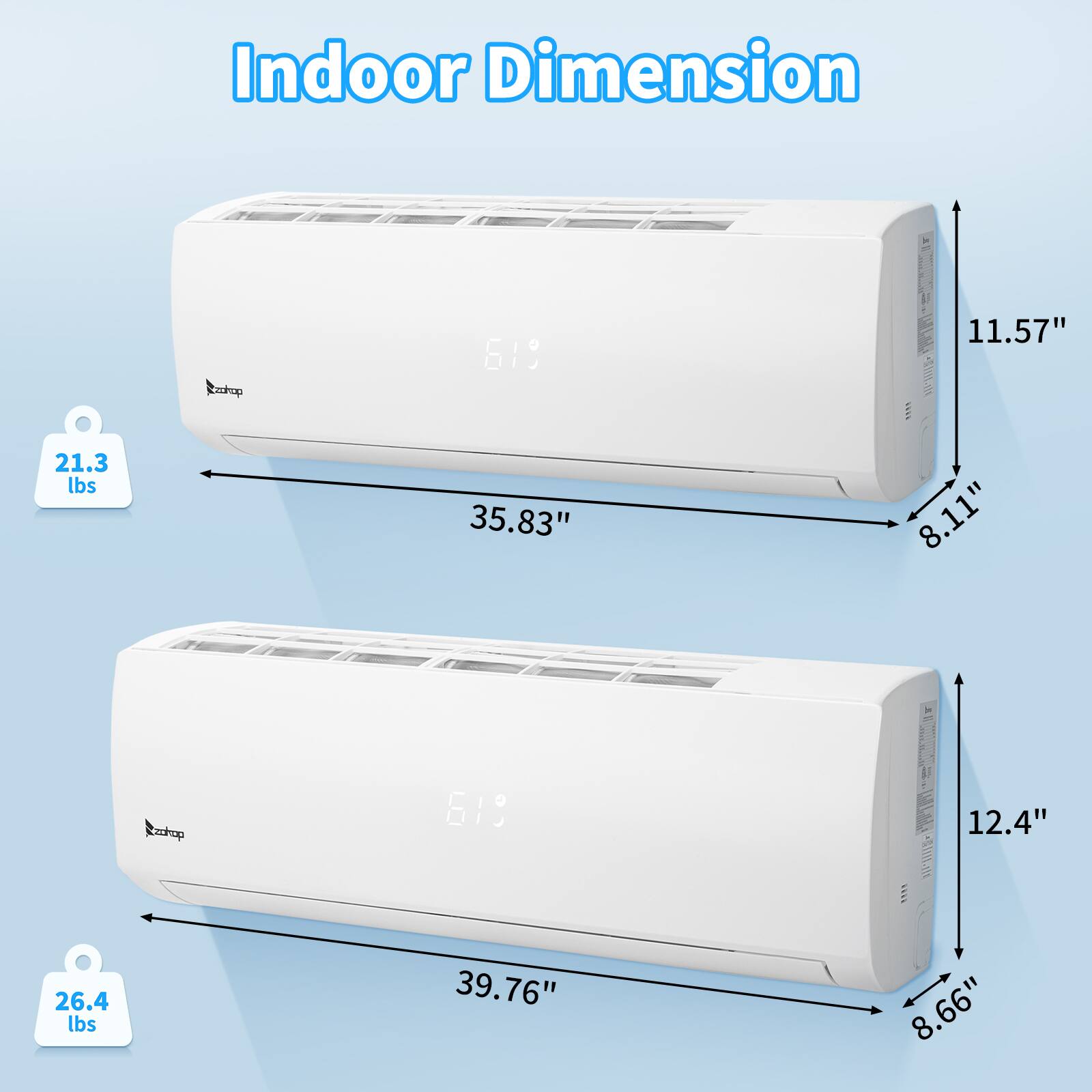 Indoor Dimension  
Cadkop 619 I  
M 1  
11.57"  
21.3 lbs  
35.83"  
8.11"  

Rndup 61  
12.4"  
26.4 lbs  
39.76"  
8.66"
