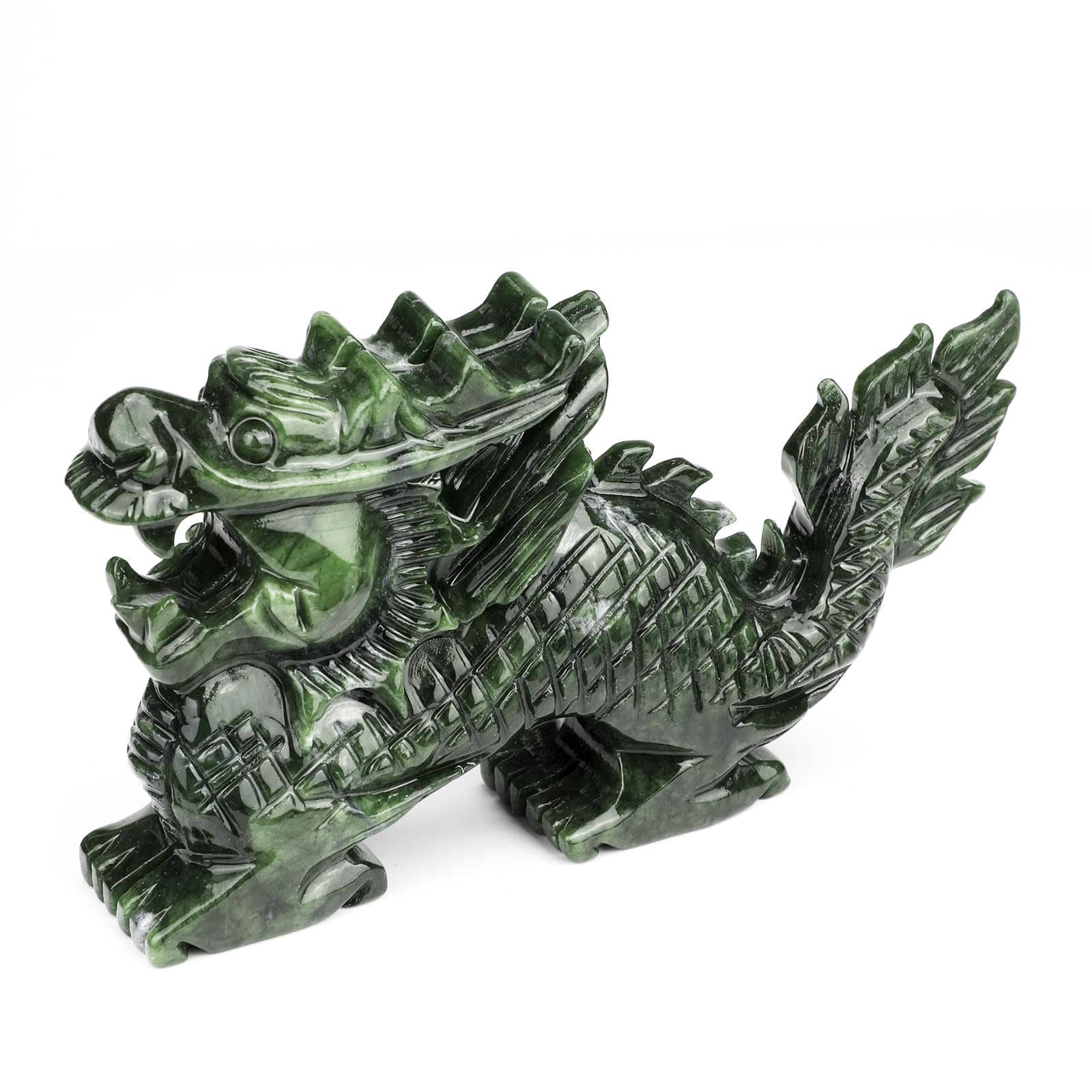 Refined Abode Design - Dragon Jade Statue Gift - 5 Zodiac Sculpture Feng Shui Art Piece For Shelf Display